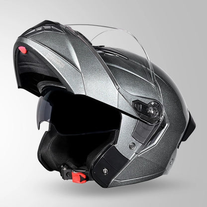 STUDDS Trooper ISI AND DOT Certified Filp - Up Full Face Helmet for Men and Women with Sun Visor
