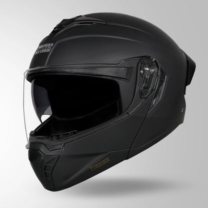 STUDDS Trooper ISI AND DOT Certified Filp - Up Full Face Helmet for Men and Women with Sun Visor