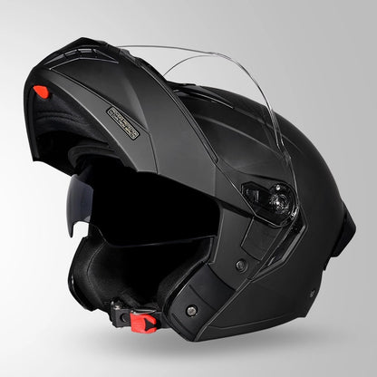 STUDDS Trooper ISI AND DOT Certified Filp - Up Full Face Helmet for Men and Women with Sun Visor