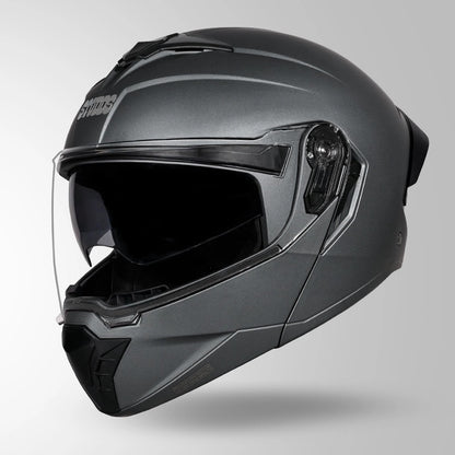 STUDDS Trooper ISI AND DOT Certified Filp - Up Full Face Helmet for Men and Women with Sun Visor