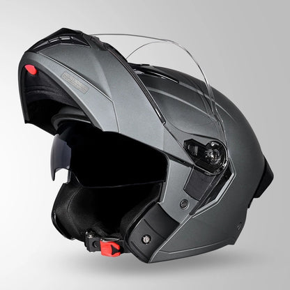 STUDDS Trooper ISI AND DOT Certified Filp - Up Full Face Helmet for Men and Women with Sun Visor
