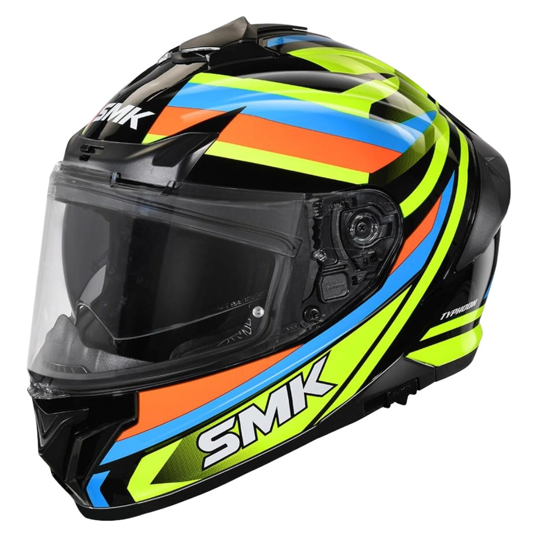 SMK Typhoon Freeride ISI ECE & DOT Certified Full Face Dual Visor Helmet for Men and Women with Pinlock Fitted Clear Visor and Inner Sun Visor