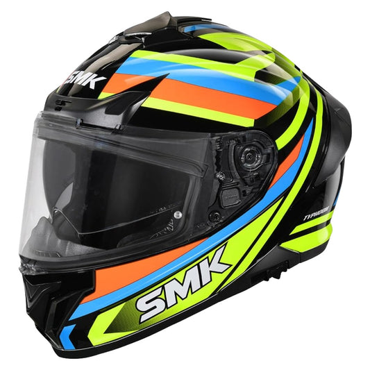 SMK Typhoon Freeride ISI ECE & DOT Certified Full Face Dual Visor Helmet for Men and Women with Pinlock Fitted Clear Visor and Inner Sun Visor