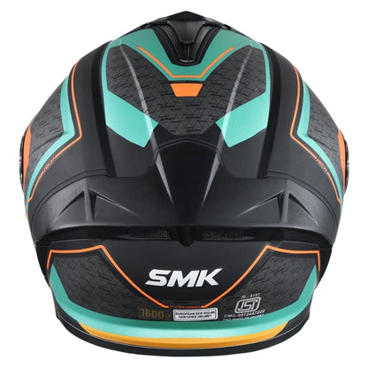 SMK Typhoon RD1 ISI ECE & DOT Certified Full Face Dual Visor Helmet for Men and Women with Pinlock Fitted Clear Visor and Inner Sun Visor