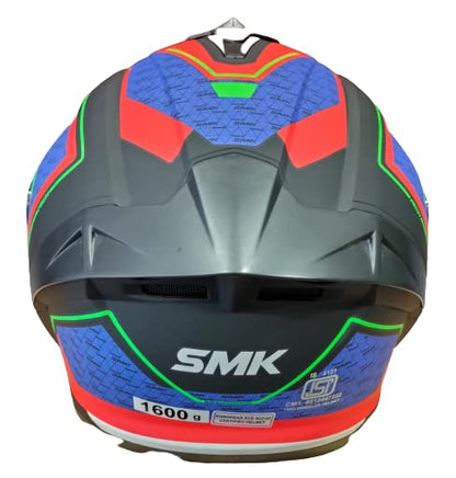 SMK Typhoon RD1 ISI ECE & DOT Certified Full Face Dual Visor Helmet for Men and Women with Pinlock Fitted Clear Visor and Inner Sun Visor
