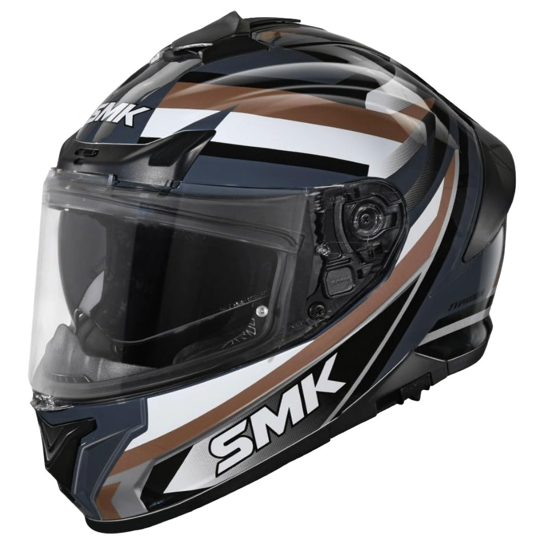 SMK Typhoon Freeride ISI ECE & DOT Certified Full Face Dual Visor Helmet for Men and Women with Pinlock Fitted Clear Visor and Inner Sun Visor