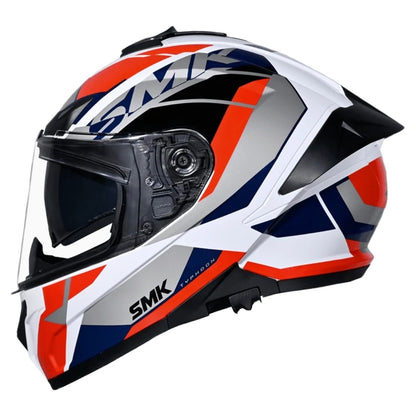 SMK Typhoon STYLE ISI ECE & DOT Certified Full Face Dual Visor Helmet for Men and Women with Pinlock Fitted Clear Visor and Inner Sun Visor