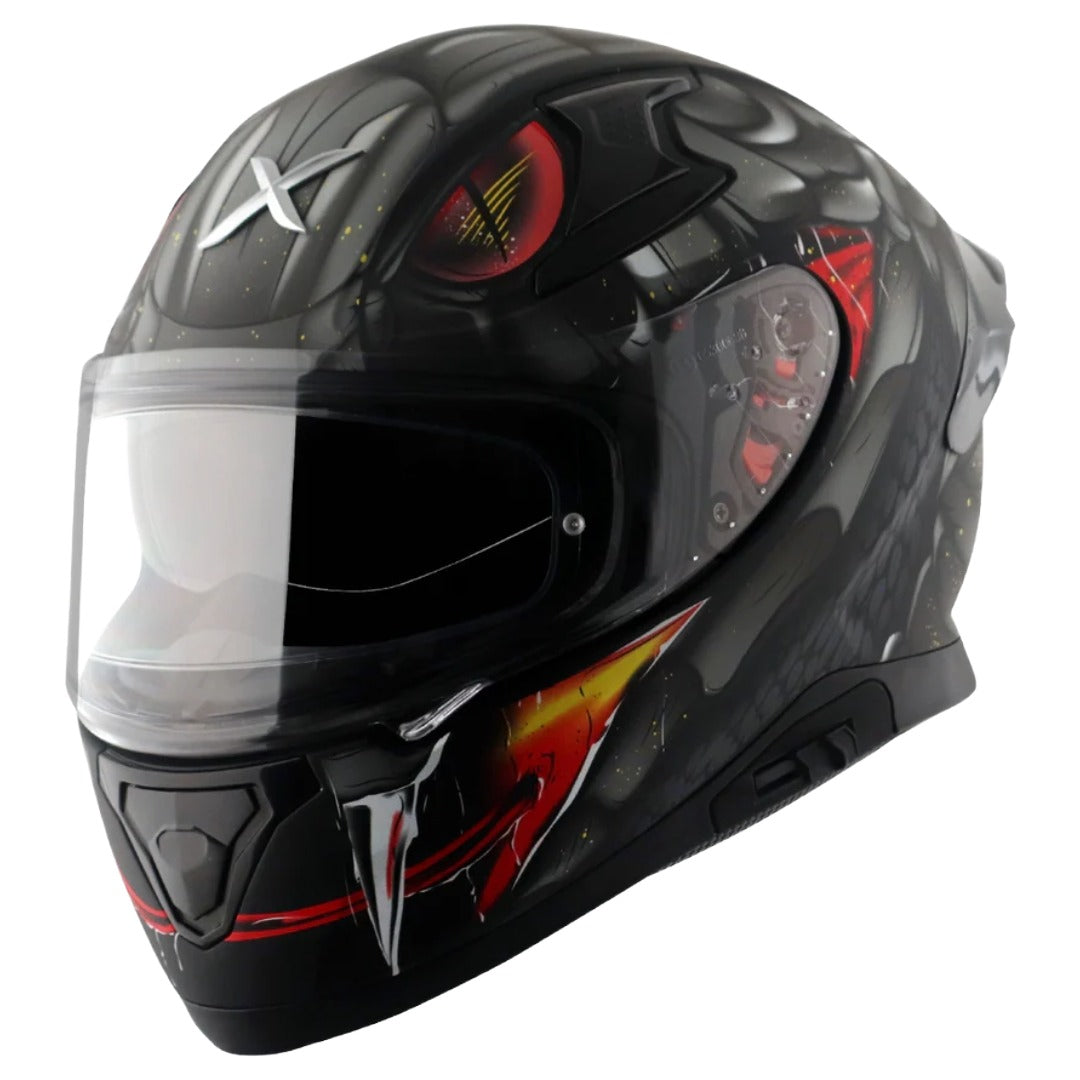 Axor Apex Venomous ISI ECE DOT Certified Full Face Dual Visor Helmet for Men and Women with Pinlock Fitted Outer Clear Visor and Inner Smoke Sun Visor