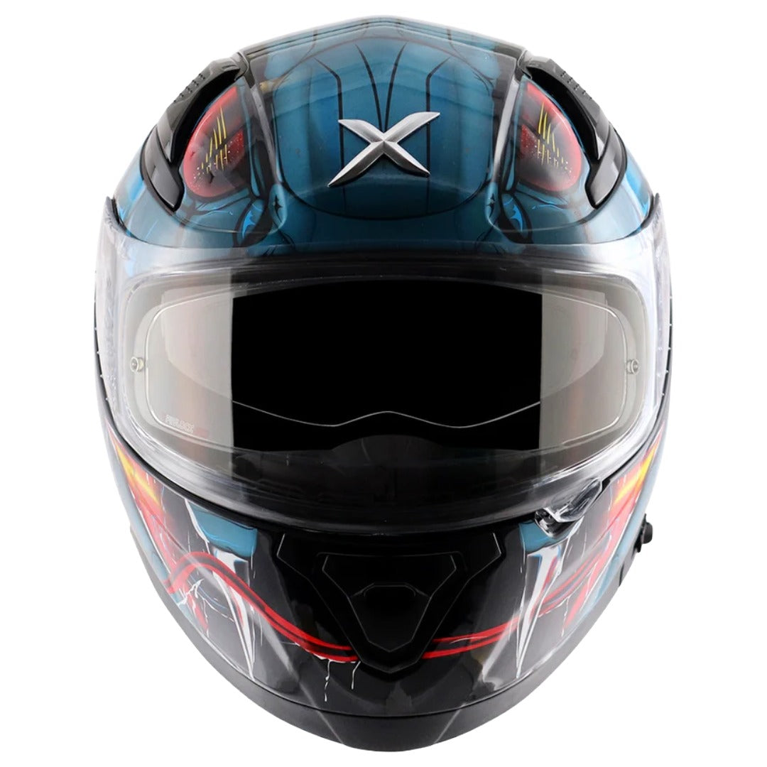 Axor Apex Venomous ISI ECE DOT Certified Full Face Dual Visor Helmet for Men and Women with Pinlock Fitted Outer Clear Visor and Inner Smoke Sun Visor