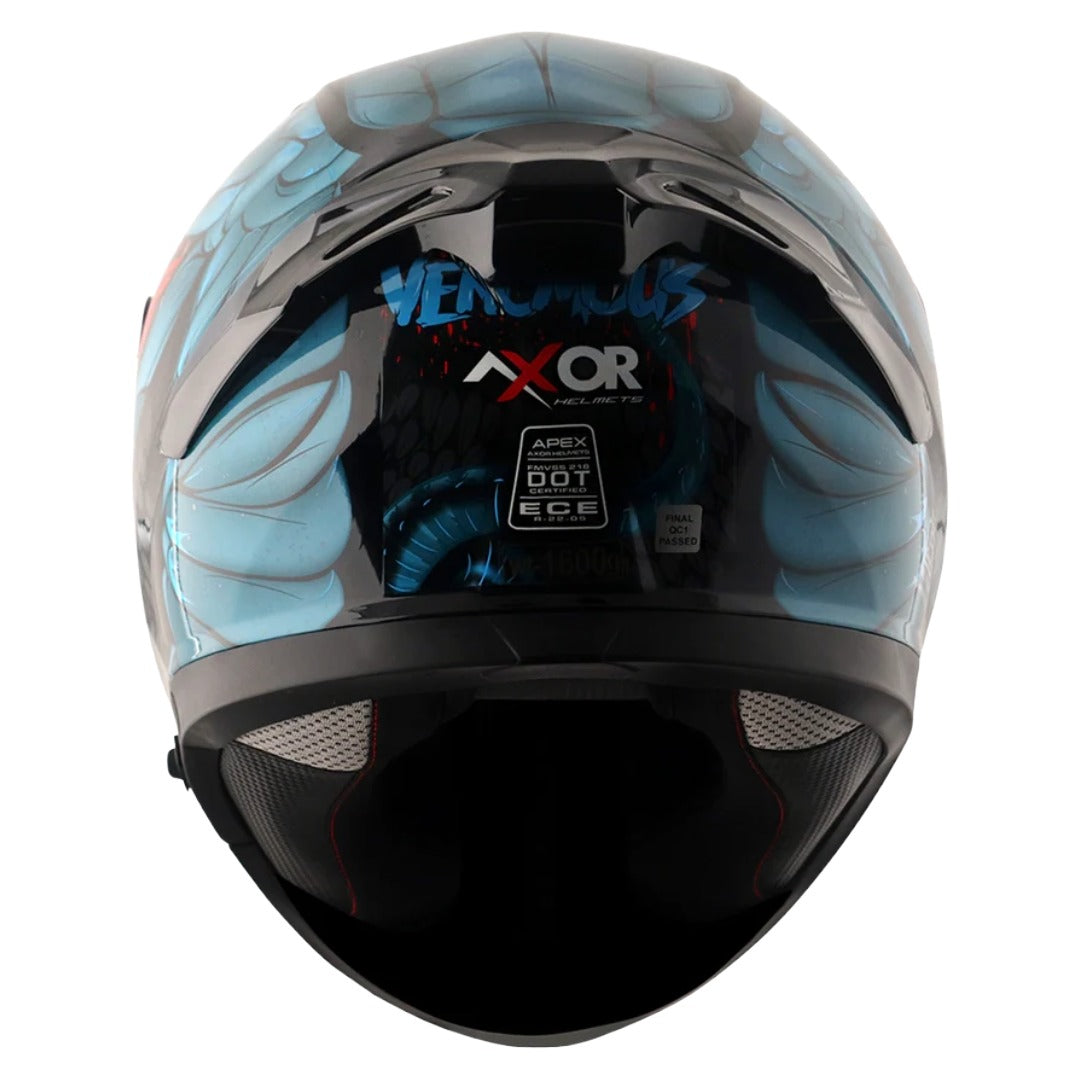 Axor Apex Venomous ISI ECE DOT Certified Full Face Dual Visor Helmet for Men and Women with Pinlock Fitted Outer Clear Visor and Inner Smoke Sun Visor