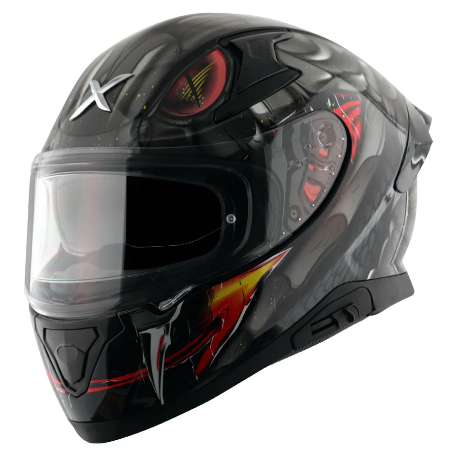 Axor Apex Venomous ISI ECE DOT Certified Full Face Dual Visor Helmet for Men and Women with Pinlock Fitted Outer Clear Visor and Inner Smoke Sun Visor