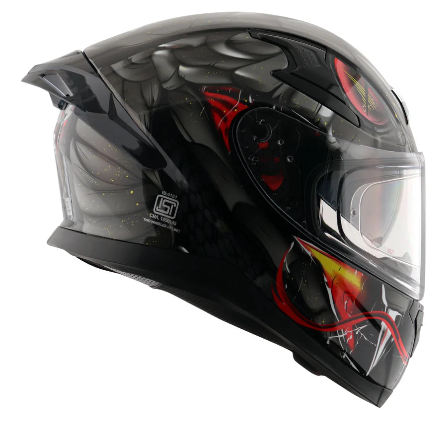 Axor Apex Venomous ISI ECE DOT Certified Full Face Dual Visor Helmet for Men and Women with Pinlock Fitted Outer Clear Visor and Inner Smoke Sun Visor