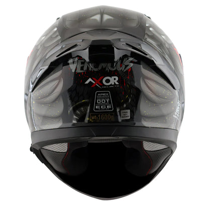 Axor Apex Venomous ISI ECE DOT Certified Full Face Dual Visor Helmet for Men and Women with Pinlock Fitted Outer Clear Visor and Inner Smoke Sun Visor