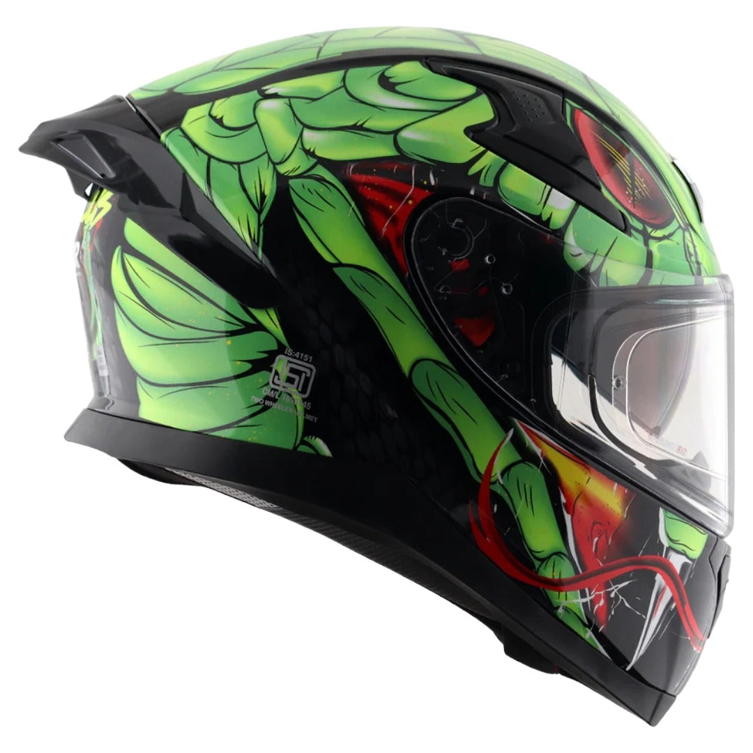 Axor Apex Venomous ISI ECE DOT Certified Full Face Dual Visor Helmet for Men and Women with Pinlock Fitted Outer Clear Visor and Inner Smoke Sun Visor