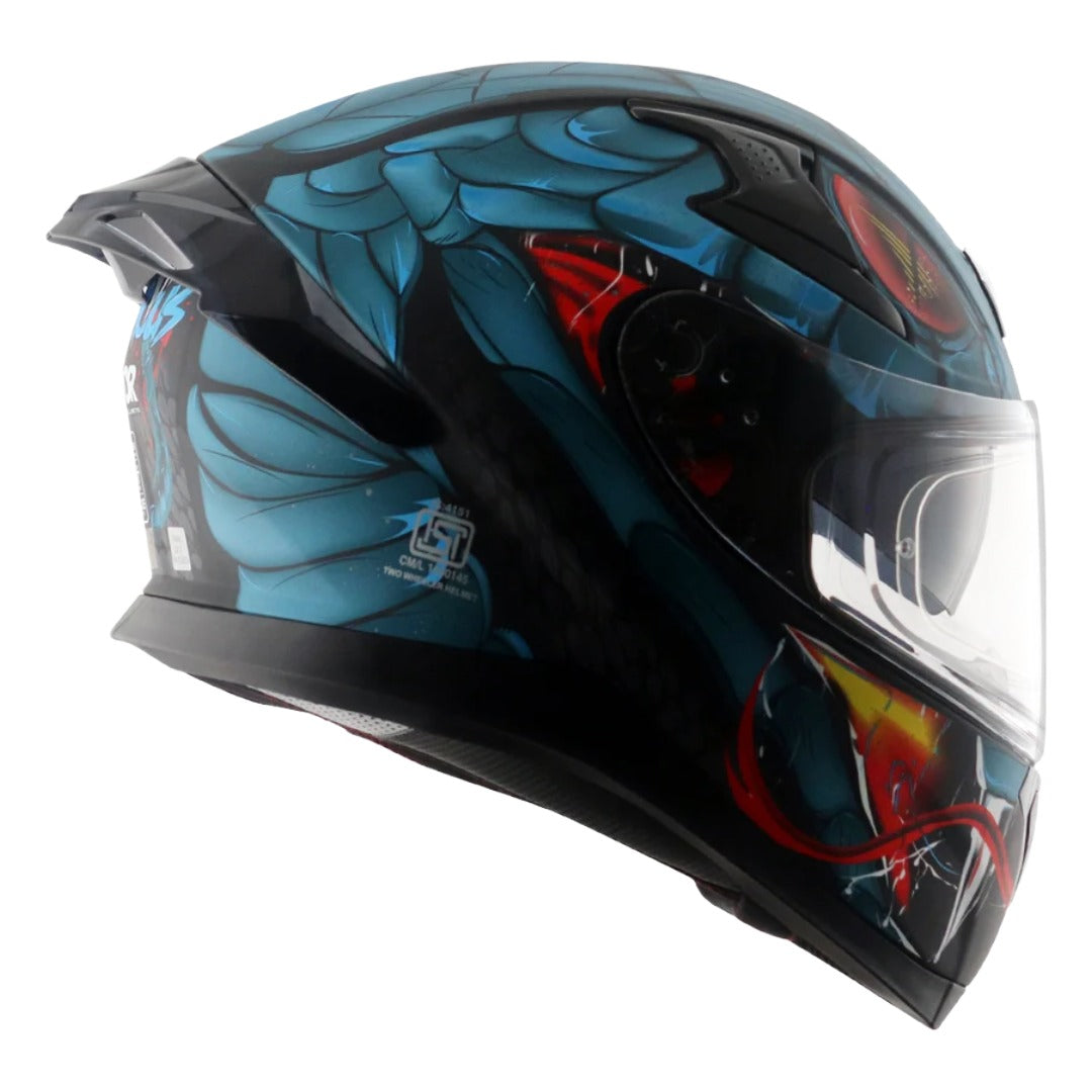 Axor Apex Venomous ISI ECE DOT Certified Full Face Dual Visor Helmet for Men and Women with Pinlock Fitted Outer Clear Visor and Inner Smoke Sun Visor