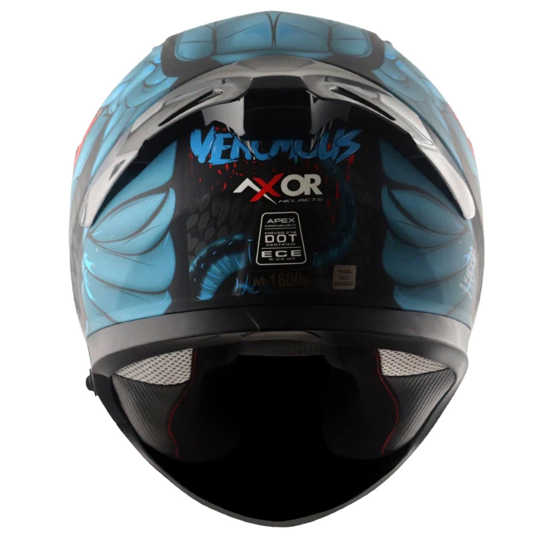 Axor Apex Venomous ISI ECE DOT Certified Full Face Dual Visor Helmet for Men and Women with Pinlock Fitted Outer Clear Visor and Inner Smoke Sun Visor
