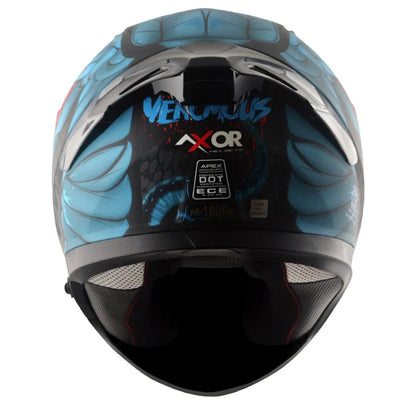 Axor Apex Venomous ISI ECE DOT Certified Full Face Dual Visor Helmet for Men and Women with Pinlock Fitted Outer Clear Visor and Inner Smoke Sun Visor
