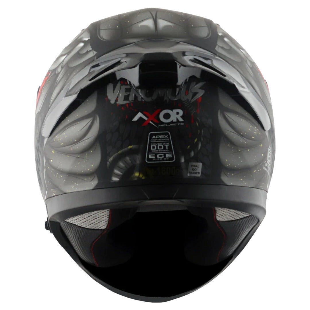 Axor Apex Venomous ISI ECE DOT Certified Full Face Dual Visor Helmet for Men and Women with Pinlock Fitted Outer Clear Visor and Inner Smoke Sun Visor