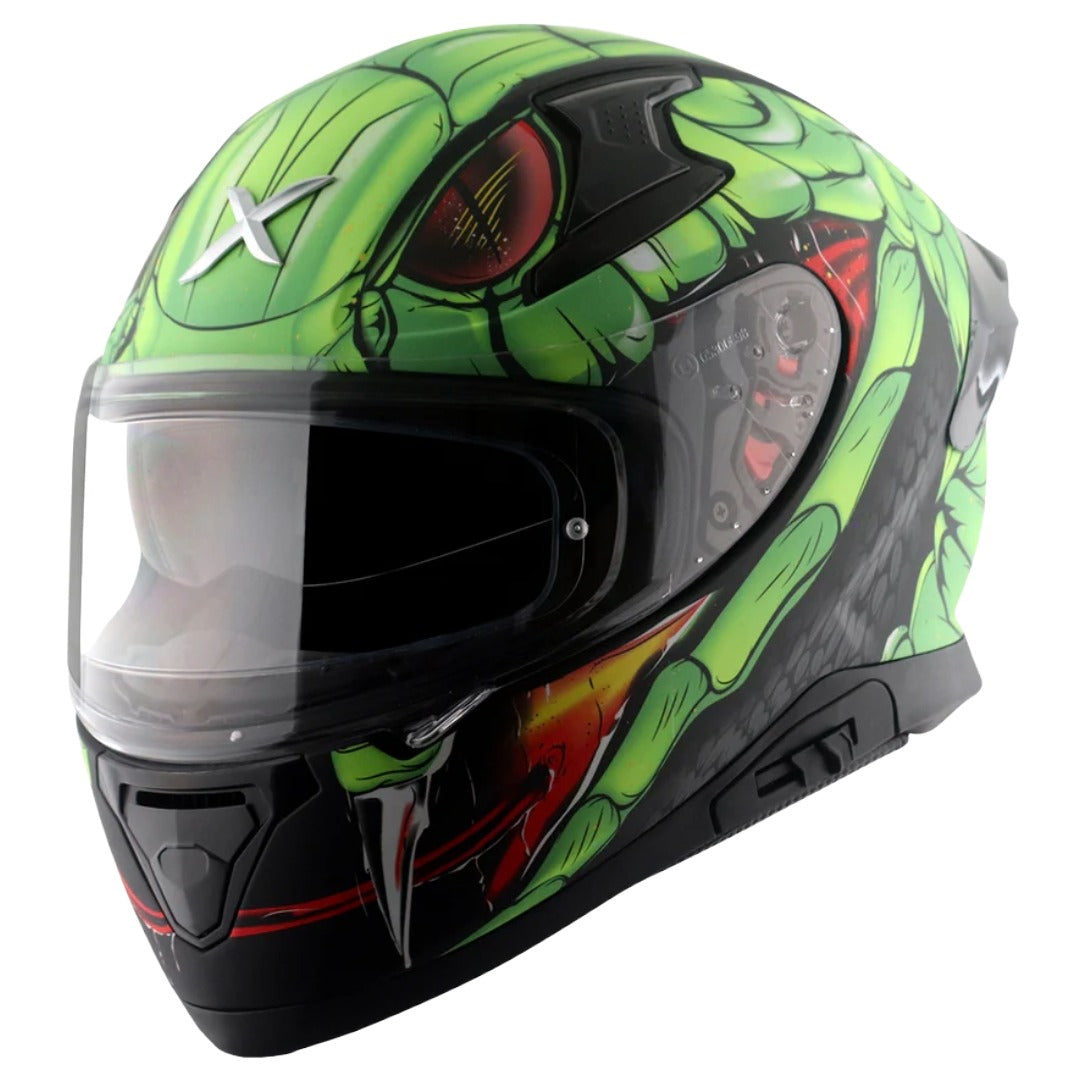 Axor Apex Venomous ISI ECE DOT Certified Full Face Dual Visor Helmet for Men and Women with Pinlock Fitted Outer Clear Visor and Inner Smoke Sun Visor