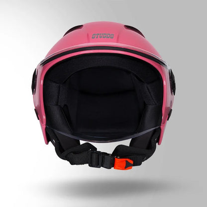 STUDDS Vogue ISI Certified Open Face Motorcycle Helmet for Men and Women with Clear Visor