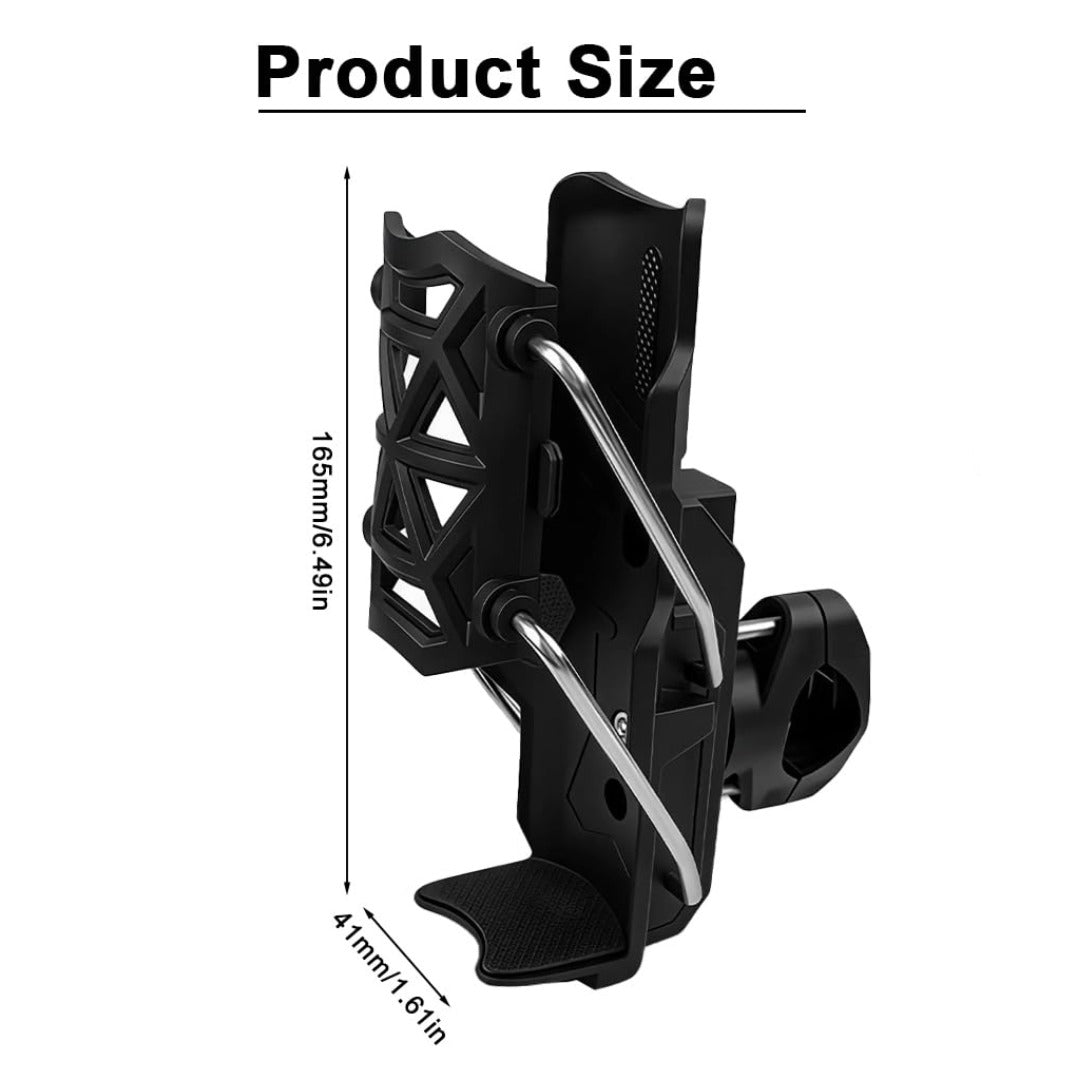 Motorcycle Bottle Holder – Silicone Adaptive Folding Cup Holder with 360° Rotatable Mount, Secure Fit for Bikes & Scooters
