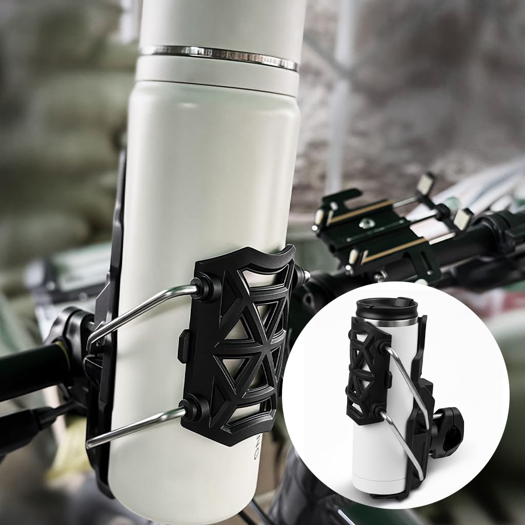 Motorcycle Bottle Holder – Silicone Adaptive Folding Cup Holder with 360° Rotatable Mount, Secure Fit for Bikes & Scooters