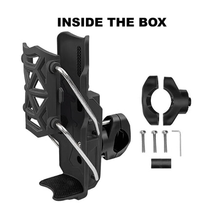 Motorcycle Bottle Holder – Silicone Adaptive Folding Cup Holder with 360° Rotatable Mount, Secure Fit for Bikes & Scooters