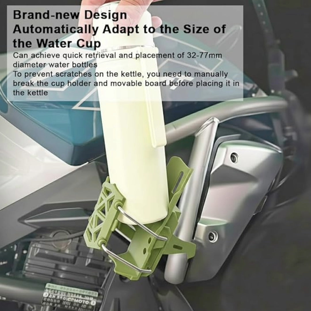 Motorcycle Bottle Holder – Silicone Adaptive Folding Cup Holder with 360° Rotatable Mount, Secure Fit for Bikes & Scooters