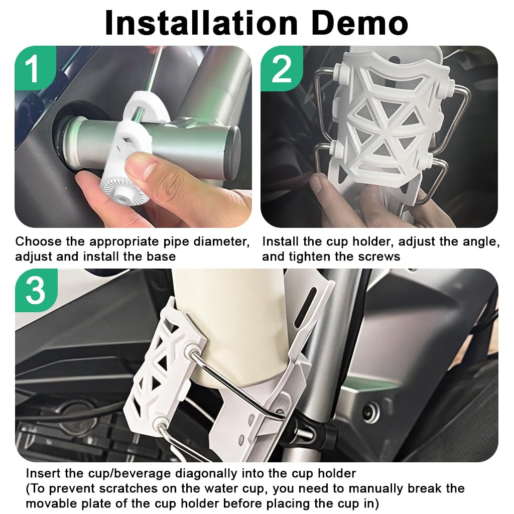 Motorcycle Bottle Holder – Silicone Adaptive Folding Cup Holder with 360° Rotatable Mount, Secure Fit for Bikes & Scooters
