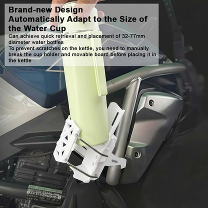 Motorcycle Bottle Holder – Silicone Adaptive Folding Cup Holder with 360° Rotatable Mount, Secure Fit for Bikes & Scooters