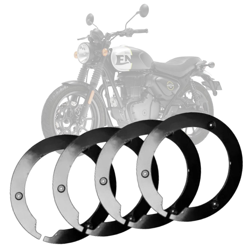 Front & Rear 16 Inch Pro Disc Wheel Cover Fairing Kit Compatible with ROYAL ENFILED Hunter 350 | ABS Plastic Bike Wheel Disc Cover Set with Fitting Bolts | Waterproof | Black | Pack of 4Pcs