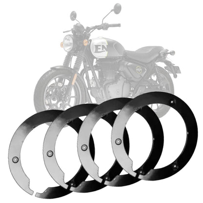 Front & Rear 16 Inch Pro Disc Wheel Cover Fairing Kit Compatible with ROYAL ENFILED Hunter 350 | ABS Plastic Bike Wheel Disc Cover Set with Fitting Bolts | Waterproof | Black | Pack of 4Pcs