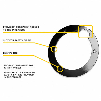 Front & Rear 16 Inch Pro Disc Wheel Cover Fairing Kit Compatible with ROYAL ENFILED Hunter 350 | ABS Plastic Bike Wheel Disc Cover Set with Fitting Bolts | Waterproof | Black | Pack of 4Pcs