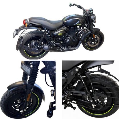 Front & Rear 16 Inch Pro Disc Wheel Cover Fairing Kit Compatible with ROYAL ENFILED Hunter 350 | ABS Plastic Bike Wheel Disc Cover Set with Fitting Bolts | Waterproof | Black | Pack of 4Pcs