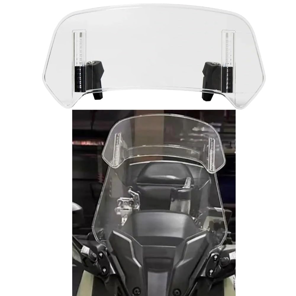 Universal Small Visor Extender for Motorcycle Windshield – Adjustable Spoiler Deflector Wind Deflector, Reduces Wind Noise, Easy Installation (Clear)