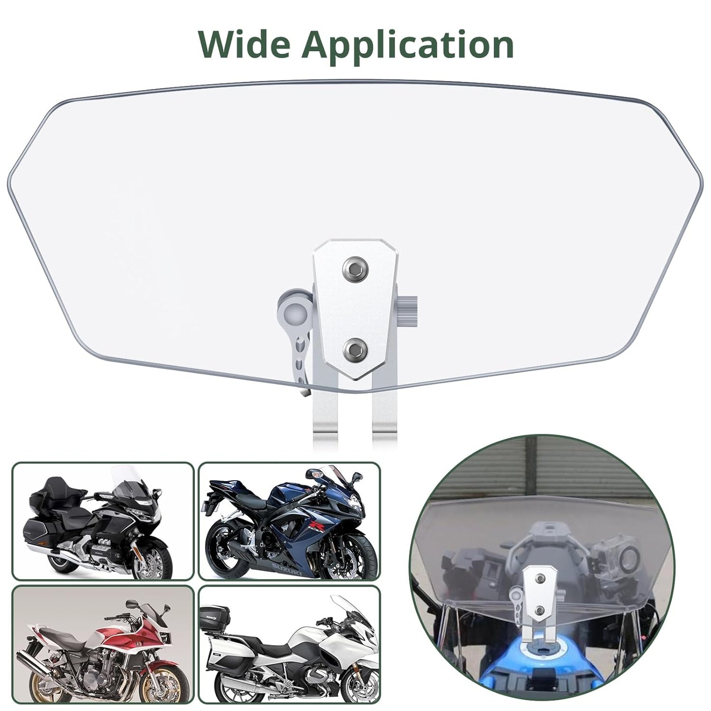 Motorcycle Extension Windshield, Wind Deflector Visor Extender Bike Headlight Visor (CLEAR)
