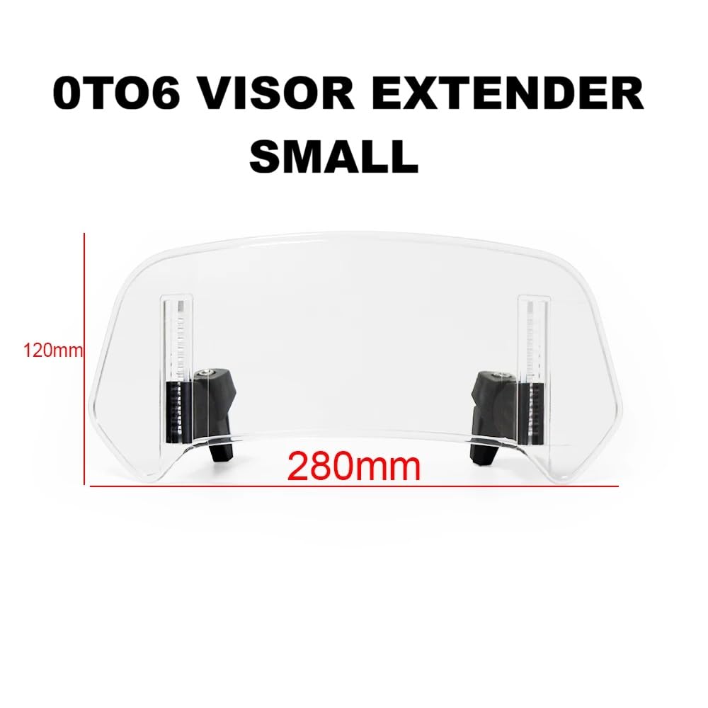 Universal Small Visor Extender for Motorcycle Windshield – Adjustable Spoiler Deflector Wind Deflector, Reduces Wind Noise, Easy Installation (Clear)