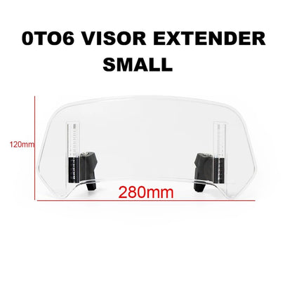 Universal Small Visor Extender for Motorcycle Windshield – Adjustable Spoiler Deflector Wind Deflector, Reduces Wind Noise, Easy Installation (Clear)