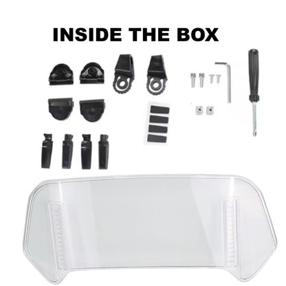 Universal Small Visor Extender for Motorcycle Windshield – Adjustable Spoiler Deflector Wind Deflector, Reduces Wind Noise, Easy Installation (Clear)