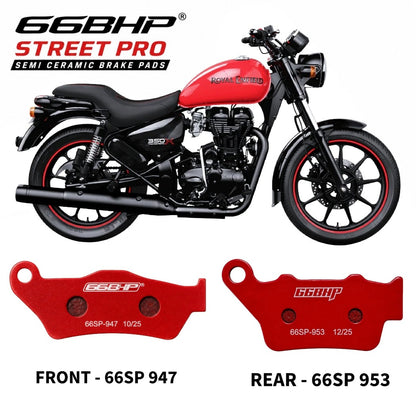 66BHP Semi-Ceramic Brake Pads for Royal Enfield Thunderbird 350/500
